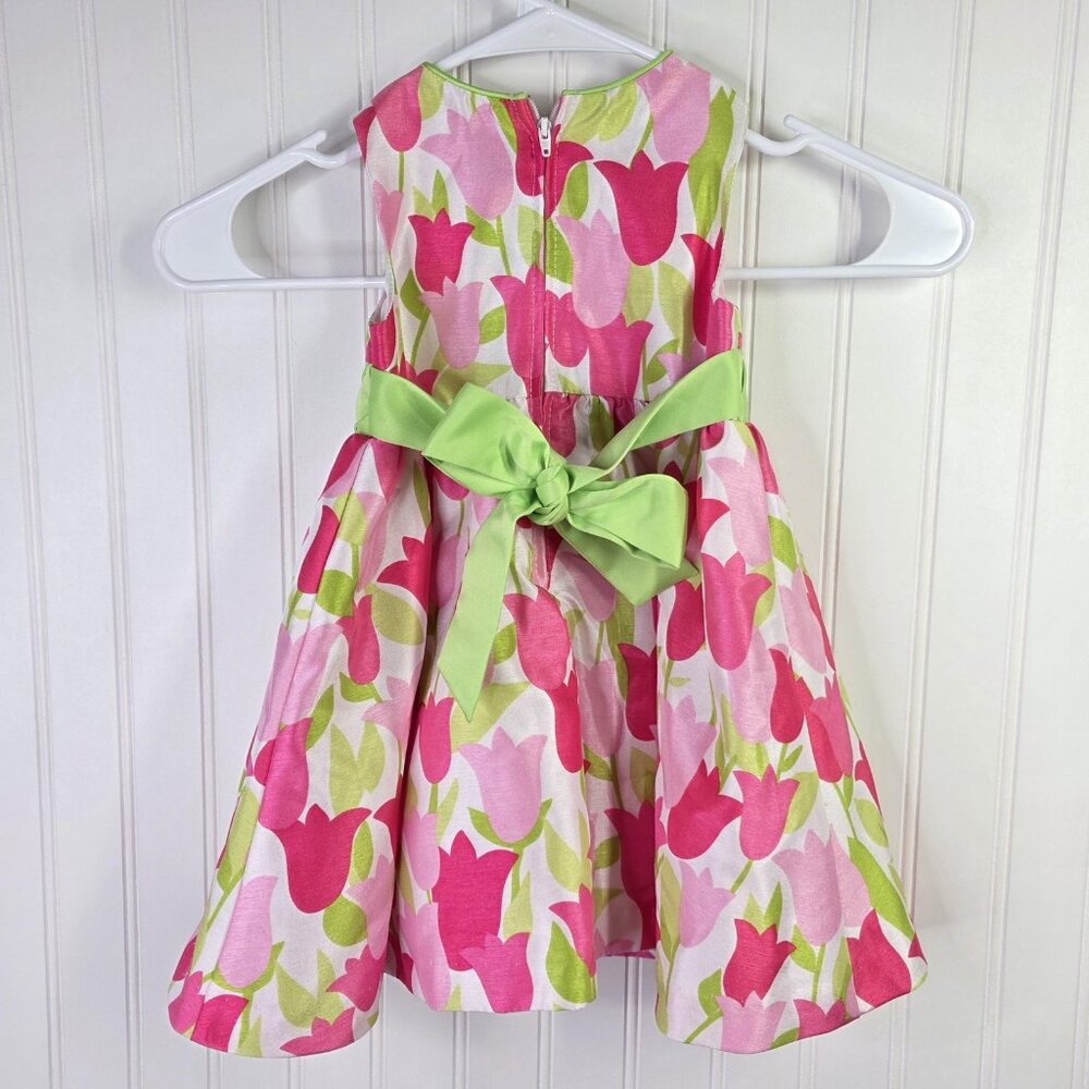 Rare Editions Dress Girls 18M Pink Tulip Floral Fit & Flare Party Spring Easter - Picture 7 of 11
